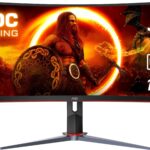 AOC - CU34G2XP 34" VA Curved Gaming Monitor, WQHD (3440x1440), 180Hz, 1ms, Freesync, HDR 400 - Black/Silver/Red