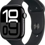 Apple Watch Series 10 (GPS) 46mm Aluminum Case with Black Sport Band - M/L - Jet Black - (2024)