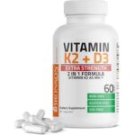 Bronson Vitamin K2 (MK7) with D3 Extra Strength Supplement Bone Health Non-GMO Formula 10,000 IU & 120 mcg MK-7 Easy to Swallow D K, 60 Capsules