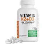 Bronson Vitamin K2 (MK7) with D3 Supplement Non-GMO Formula 5000 IU Vitamin D3 & 90 mcg Vitamin K2 MK-7 Easy to Swallow Vitamin D & K Complex, 120 Capsules.