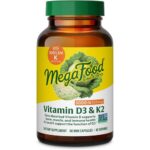 MegaFood Vitamin D3 5000 IU (125 mcg) - Vegetarian Vitamin D Supplements with Vitamin D3 K2, Supports Bones, Teeth, Muscles & Immune Health, Certified Non-GMO - 60 Mini Capsules, 60 Servings