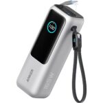 Anker Laptop Power Bank, 25,000mAh Portable Charger with Triple 100W USB-C Ports for Multi-Device Charging, Built-in and Retractable Cables, for iPhone 16/15 Series, MacBook, Samsung, and More