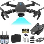 طائرة درون E88 برو ايو صغيرة جديدة بكاميرا 4K للبالغين والاطفال كاميرا مزدوجة HD للبالغين والمراهقين بجهاز تحكم عن بعد قابل للطي HD 1080P رباعية المروحية FPV واي فاي تحكم عن بعد اسود