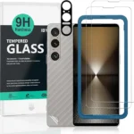 Ibywind 2 Pack Screen Protector For Sony Xperia 1 VI 5G 6.5",9H Hardness Tempered Glass,With 1Pc Camera Lens Protector,1Pc Back Carbon Fiber Film