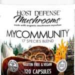 Host Defense MyCommunity Capsules - 17 Species Blend Mushroom Supplement for Immune Support - Herbal Aid with Lion's Mane, Reishi. Chaga, Cordyceps, Turkey Tail & More - 120 Capsules (60 Servings)*