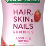 Nature's Bounty Optimal Solutions Hair, Skin and Nails Gummies with Biotin, 2500 mcg, Strawberry Flavored, 200 Count
