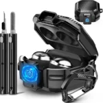 with Lock Carbon Fiber Case for Samsung Galaxy Buds Pro 2 Case/Galaxy Buds 2 Case/Galaxy Buds Live Case/Galaxy Buds Pro Case/Galaxy Buds FE Case Cover 2023 with Keychain/Cleaner Kit - Black