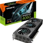 جيجابايت بطاقة رسومات جيفورس RTX 4060 ايجل او سي 8G، 3 مراوح ويندفورس، 8GB 128 بت GDDR6، بطاقة فيديو GV-N4060EAGLE OC-8GD