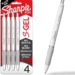 Sharpie S-Gel, Gel Pens, Drawing Pens, Gel Ink Pens For Journaling, Writing Pens, Coloring Pens, Medium Point Pens (0.7Mm), Pearl White Body, Black Gel Ink Pens, 4 Count