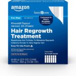 Amazon Basic Care Minoxidil Topical Aerosol, 5% Foam, Hair Regrowth Treatment for Men, 6-month Supply, Unscented, 2.11 oz (Pack of 6)