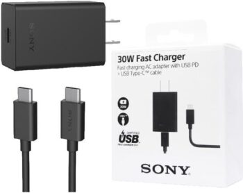 Original Sony Official 30W Fast Charge Adapter with Dual Type-C Cable (XQZ-UC1)