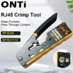 موصل وأداة تجعيد Onti rj45 cat7/6/6a/5e ، تمر عبر المكشكش لـ 8p8c مع شفرة بديلة ، متجرد كابل