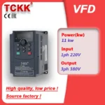 TCKK 11KW VFD Inverter 220V One-phase input 380V Three-phase output  1ph to input to 3ph output