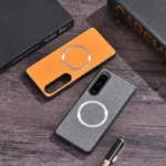 Shockproof Cloth Fabric Texture Wireless Charging Magnetic Case For Sony Xperia 5 IV 5 10 V 1 VI, Slim Matte Magsafe Phone Cover