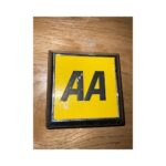 VINTAGE AA AUTOMOBILE ASSOCIATION METAL CAR SQUARE BADGE,CLASSIC CAR