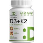 DEAL SUPPLEMENT Vitamin D3 K2 Softgel, 250 Count, 2-1 Complex, Vitamin D3 5000 IU & Vitamin K2 MK7, Promotes Heart, Bone & Teeth Health – Easy to Swallow