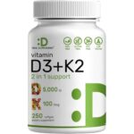 DEAL SUPPLEMENT Vitamin D3 K2 Softgel, 250 Count, 2-1 Complex, Vitamin D3 5000 IU & Vitamin K2 MK7, Promotes Heart, Bone & Teeth Health – Easy to Swallow