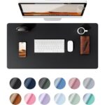 YSAGi Leather Desk Pad Protector, Office Desk Mat, Large Mouse Pad, Non-Slip PU Leather Desk Blotter, Laptop Desk Pad, Waterproof Desk Writing Pad for Office and Home (Black, 35.4" x 17")