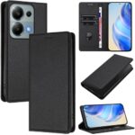 Leather Wallet Case for Redmi Note 13 Pro 4G Case with Magnetic, Flip Folio Stand Silicone Case with Blocking RFID Card Holder Shockproof Cover Compatible with Xiaomi Poco M6 Pro 4G (Black)