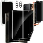 [6-in-1] Milomdoi for Samsung Galaxy Z Fold 5 Privacy Screen Protector [2 Pack Inside and 2 Pack Front] With 2 Pack Tempered Glass Camera Lens Protector with Mounting Positioner Accessories No bubbles