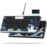 XVX Womier S-K80 75% Keyboard with Color Multimedia Display Mechanical Gaming Keyboard, Wired Hot Swappable Gasket Mount RGB Custom Keyboard, Pre-lubed Stabilizer for Mac/Win, Black Kanagawa