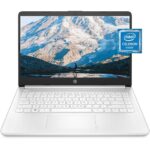 HP 14 Laptop, Intel Celeron N4020, 4 GB RAM, 64 GB Storage, 14-inch Micro-edge HD Display, Windows 11 Home, Thin & Portable, 4K Graphics, One Year of Microsoft 365 (14-dq0040nr, Snowflake White)