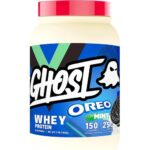 GHOST Whey Protein Powder, Oreo Mint - 2LB Tub, 25G of Protein - Cookies & Cream Flavored Isolate, Concentrate & Hydrolyzed Whey Protein Blend - Post Workout Shakes