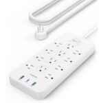 Anker Power Strip Surge Protector (2100J), 12 Outlets with 3 USB Ports for iPhone 15/15 Plus/15 Pro/15 Pro Max, 5ft, Flat Plug, 20W Power Delivery Charging for Home, Office, TUV Listed(White)