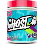 GHOST Amino: Essential Amino Acid Supplement, Welch's Grape - 40 Servings - Intra-Workout Powder for Hydration & Recovery 4.5g BCAA & 5.5g EAA - Soy & Gluten-Free, Vegan