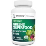 Dr. Berg's Greens Superfood Cruciferous Vegetable Tablets - Vegetable Supplements for Adults w/ 11 Phytonutrient Super Greens Tablets - Energy, Immune System & Liver Veggie Tablets - 90 Tablets
