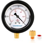 Vacuum Gauge 2-1/2" Dial Liquid Filled -30 inhg/0, Rubber Protective Case, 1/4" Brass Lower Mount, Including 1/4" to 1/8" Thread Adapter and Teflon Tape