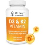 Dr. Berg Vitamin D3 K2 w/MCT Powder - Includes 10,000 IU of Vitamin D3, 100 mcg MK7 Vitamin K2, Purified Bile Salts, Zinc & Magnesium for Ultimate Absorption - K2 D3 Vitamin Supplement - 120 Capsule