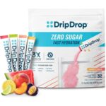 DripDrop Hydration - Zero Sugar Classic Variety Pack - Electrolyte Drink Mix Powder Packets - Lemon Lime, Watermelon, Peach, Passion Fruit | Non-GMO, Gluten Free, Vegan | 32 Sticks