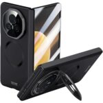 Case for Honor Magic V3, Shock and Drop Resistant, Lens and Hinge Protection, Built-in Screen Protector and Stand (Black,for Magic V3)