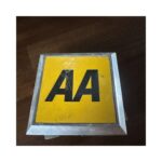 VINTAGE AA AUTOMOBILE ASSOCIATION METAL CAR SQUARE BADGE,CLASSIC CAR