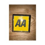 VINTAGE AA AUTOMOBILE ASSOCIATION METAL CAR SQUARE BADGE,CLASSIC CAR