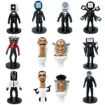 12 Pcs Set Skibidi Toilet Figures Cameraman TV Man Speaker Cake Toy Topper Decor
