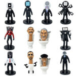 12 Pcs Set Skibidi Toilet Figures Cameraman TV Man Speaker Cake Toy Topper Decor