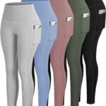 5حبات/مجموعة بنطلون اليوجا للنساء بخصر عالي وجيوب ، ضاغط محكم ، بنطلونات رياضية للجري والياقة البدنية