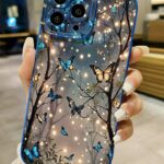 1 قطعة غطاء هاتف مصمم بشكل فراشة تضيء في الظلام، مقاوم للصدمات، متوافق مع أجهزة آيفون/جالكسي/إنفينيكس/ريدمي/أوبو/فيفو/واقع