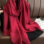 قطعة واحدة وشاح حريري مطبوع أومبر أنيق وعصري، ملحقات أزياء نسائية