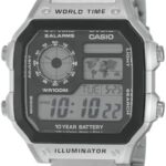 ساعة بسوار ستانلس ستيل ومينا رقمي للرجال من كاسيو