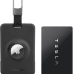 PROfezzion Tesla Key Card Holder with AirTag Slot, AirTag Tesla Card Plastic Card Key Holder for Model 3 Y S X Cybertruck with Keychain Key Rings, Key Card Protective Case Cover for Tesla - 1 Pack