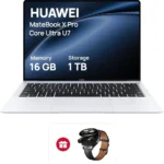 هواوي لابتوب ميت بوك اكس برو كور الترا، هيكل معدني خفيف الوزن 980 غرام، معالج انتل كور الترا 7، شاشة لمس OLED مرنة 14.2 انش هواوي 3.1K، 16GB+1TB، ابيض + سماعات ووتش بادز