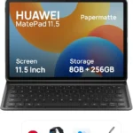 هواوي تابلت ميت باد 11.5 اصدار بيبر مات، شاشة فل فيو 11.5 انش 2.2K، 8GB+256GB، كيبورد ذكي، ام بن لايت، بطارية 7700mAh، كاميرا 13MP، واي فاي، هواوي نوتس، ازرق + هواوي Band8