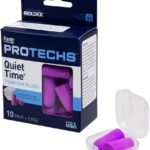 Flents Foam Ear Plugs, 10 Pair with Case for Sleeping, Snoring, Loud Noise, Traveling, Concerts, Construction, & Studying, NRR 33, Purple, Made in the USA,10 Count (Pack of 1)