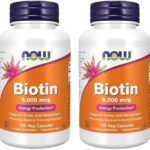 NOW Supplements, Biotin 5,000 mcg, Amino Acid Metabolism*, Energy Production*, 120 Veg Capsules (Pack of 2)