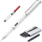 Lamy Safari | White | Fine Nib | 5 Black Ink Cartridges, Z28 Converter and Wipe
