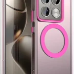 جراب شفاف من جروتراي، متوافق مع شاومي 14T برو 2024، متوافق مع ماج سيف، حماية من الدرجة العسكرية، مقاوم للاصفرار، جراب مغناطيسي كلاسيكي هجين (بينك)