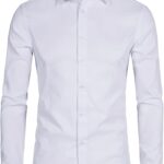 Men's Long Sleeve Button Up Shirts Solid Slim Fit Casual Business Formal Dress Shirt